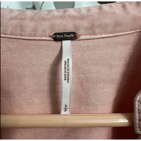 Free People Women's Small Peach Agnes Denim Dress Pleated Tier Small - Picture 4 of 6